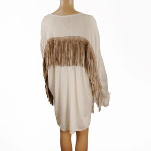 NWT Hotel Particulier $795 Western Leather Fringe Long Sleeve Wool Knit Sweater